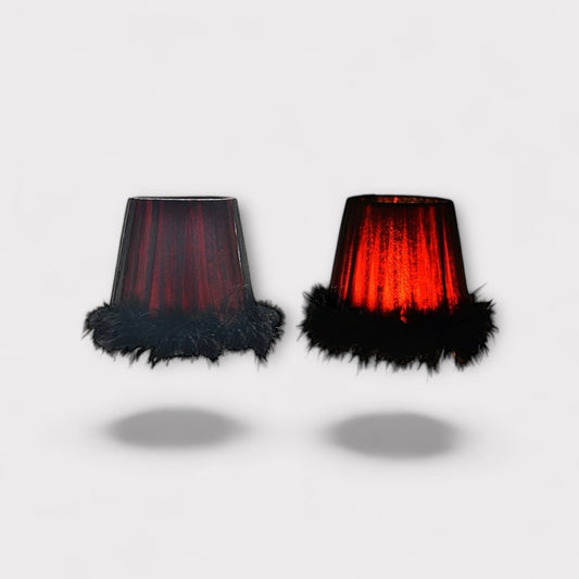 Abat Jour Lampe de Chevet Plume 3 Noir-Rouge