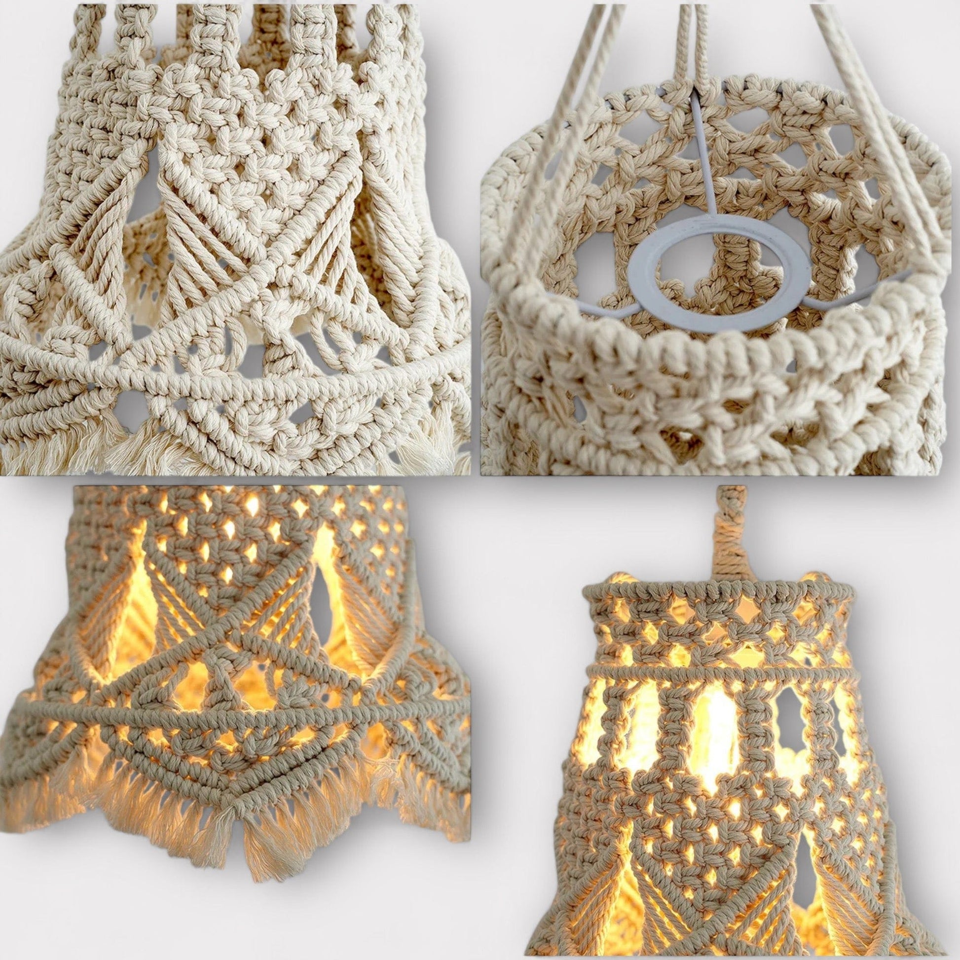 Abat Jour Macramé Bohème Beige