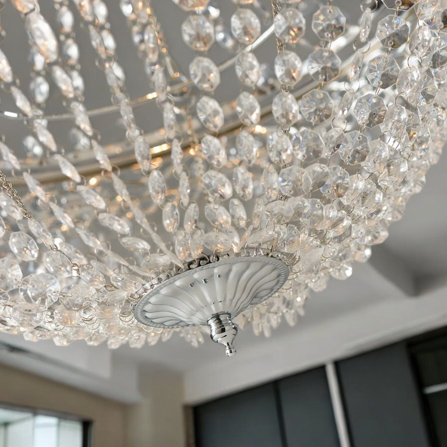 Abat Jour Suspension Effet Crystal Transparent / Argent