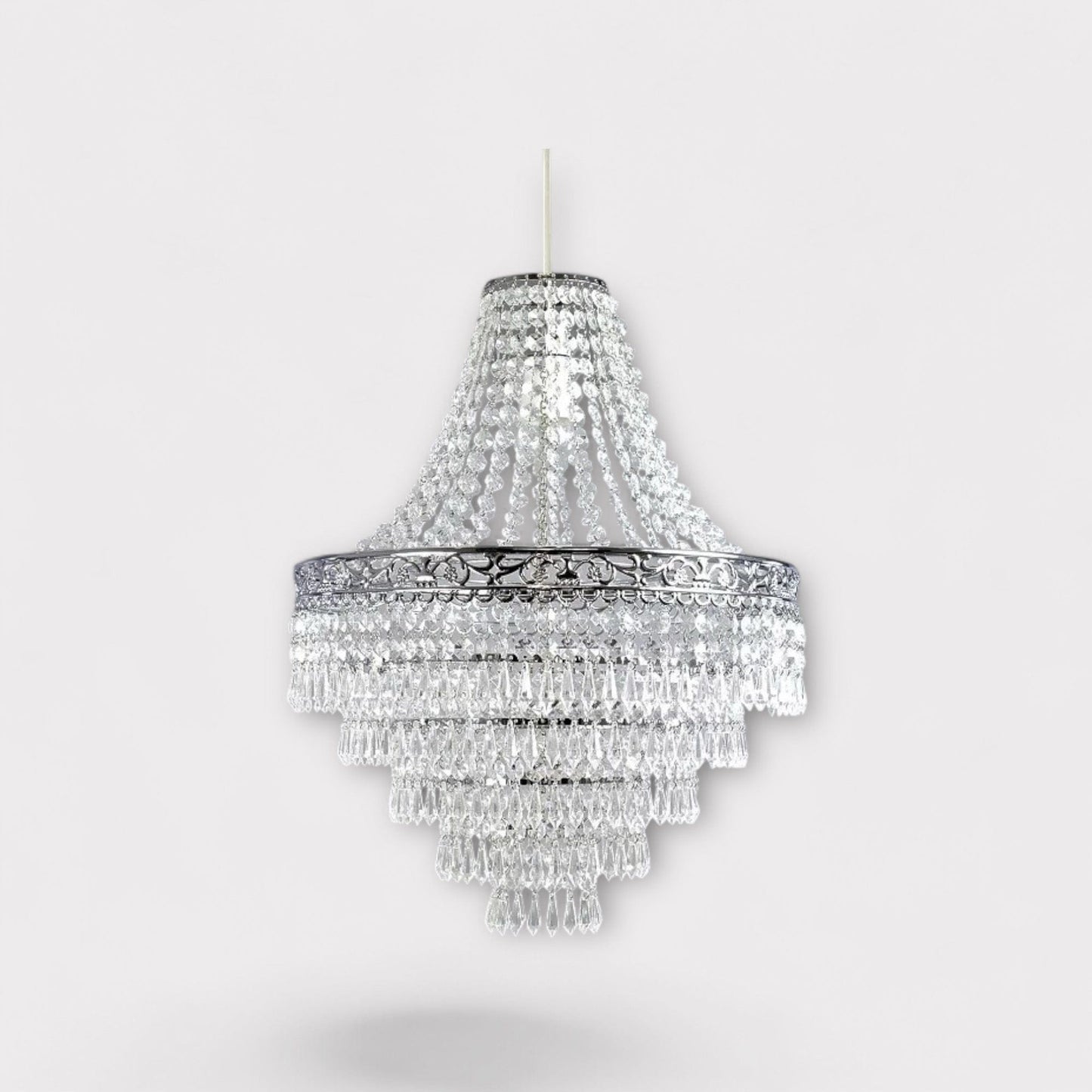 Abat Jour Suspension Type Cristal Argent/Transparent.