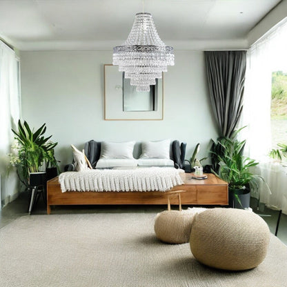 Abat Jour Suspension Type Cristal Argent/Transparent.